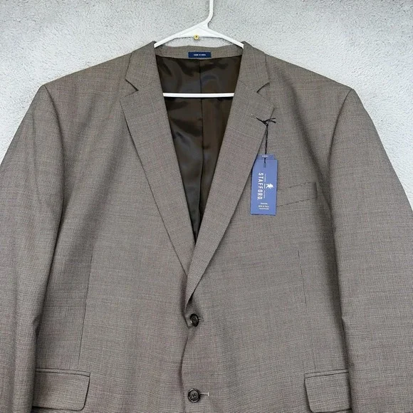 Stafford Blazer‎ Mens 52R Big & Tall Houndstooth Travel Sport Coat 2 Button